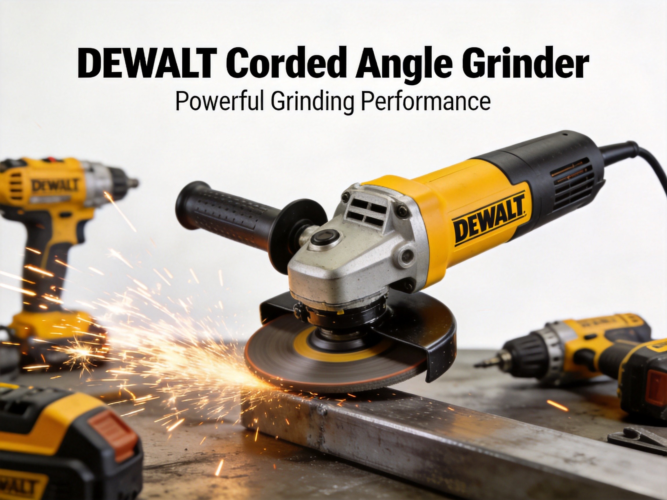 Professional using angle grinder in workshop