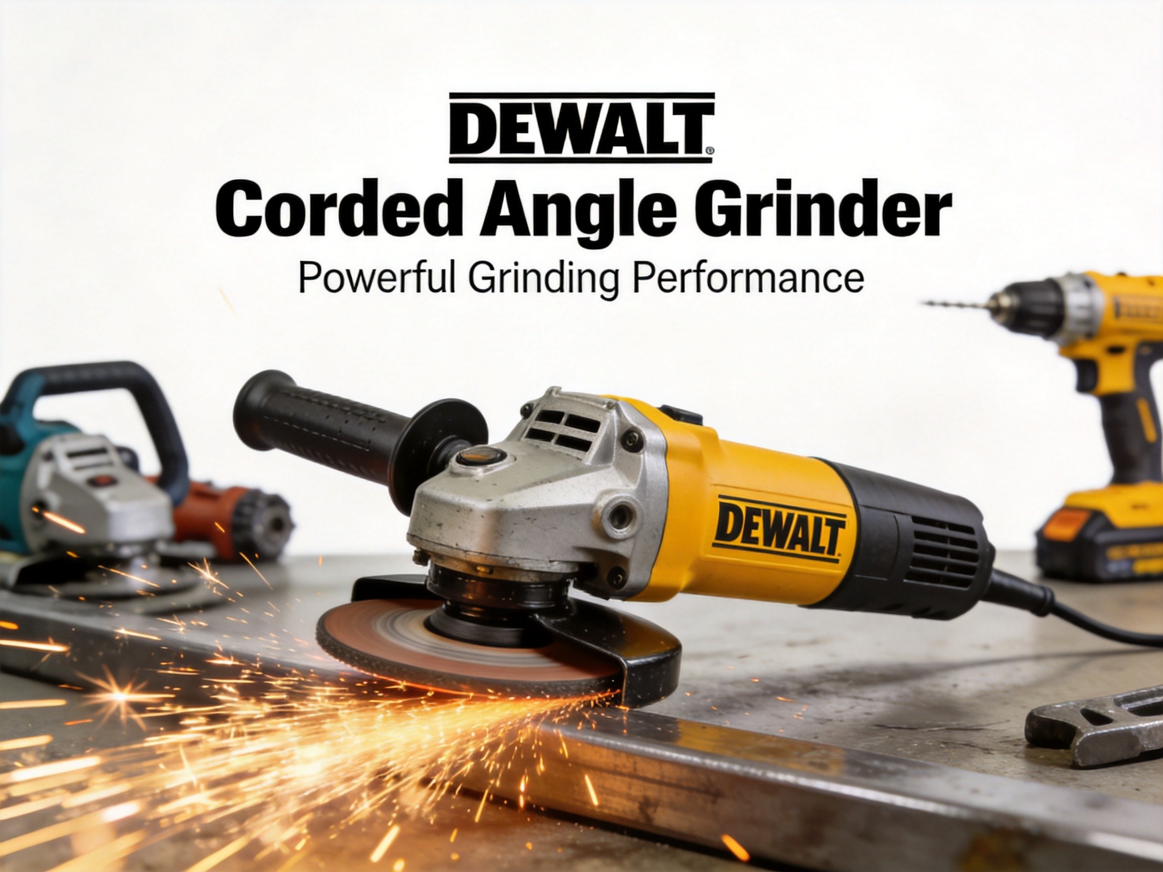 Workshop with angle grinder tools