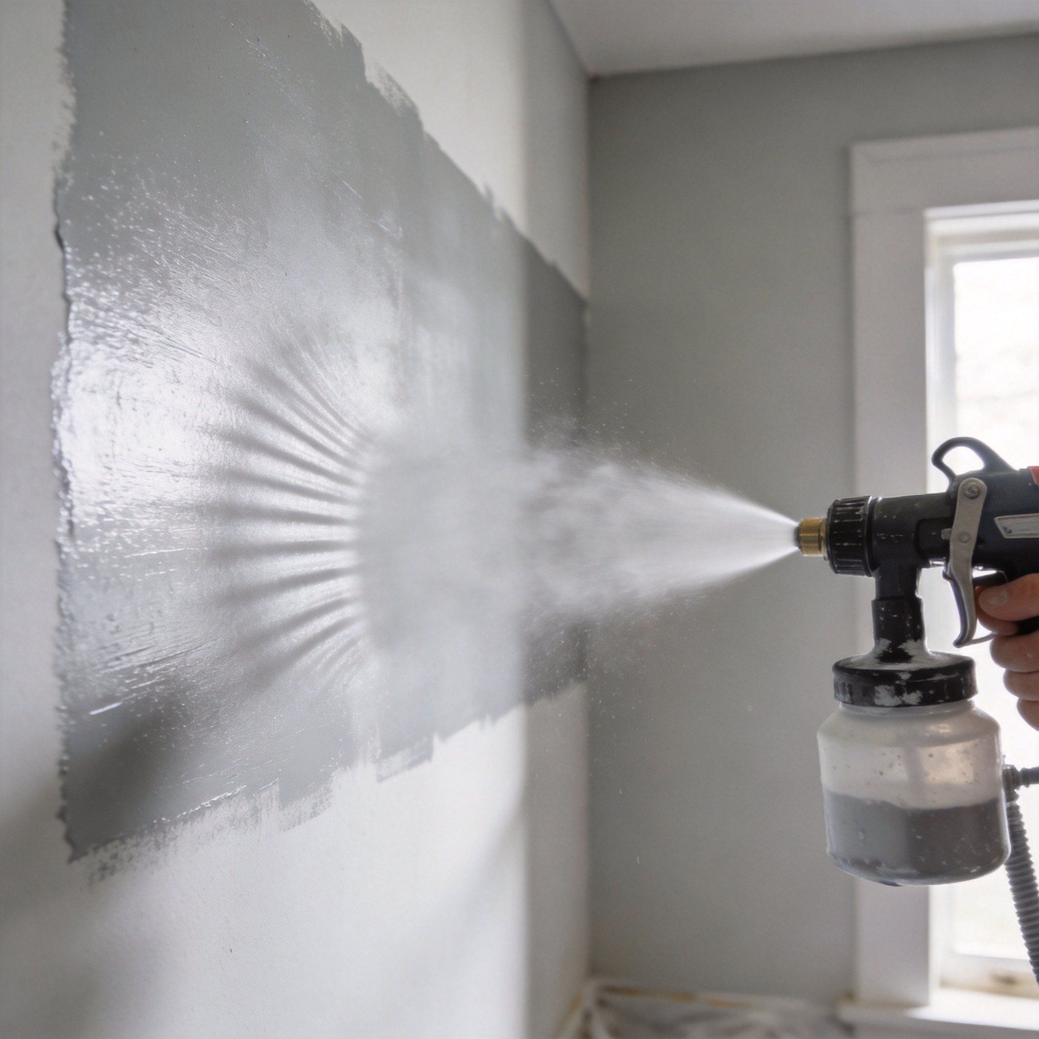 Paint sprayer in use