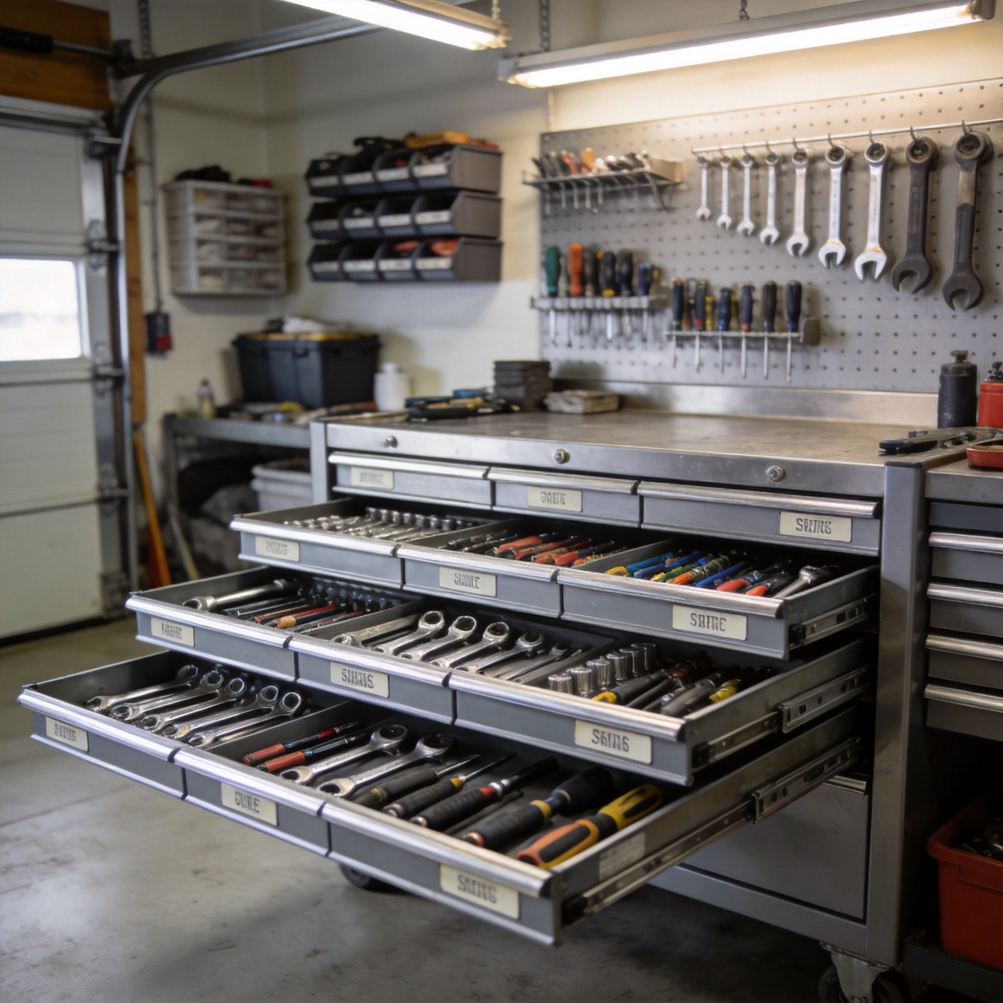Organized tool chest workshop