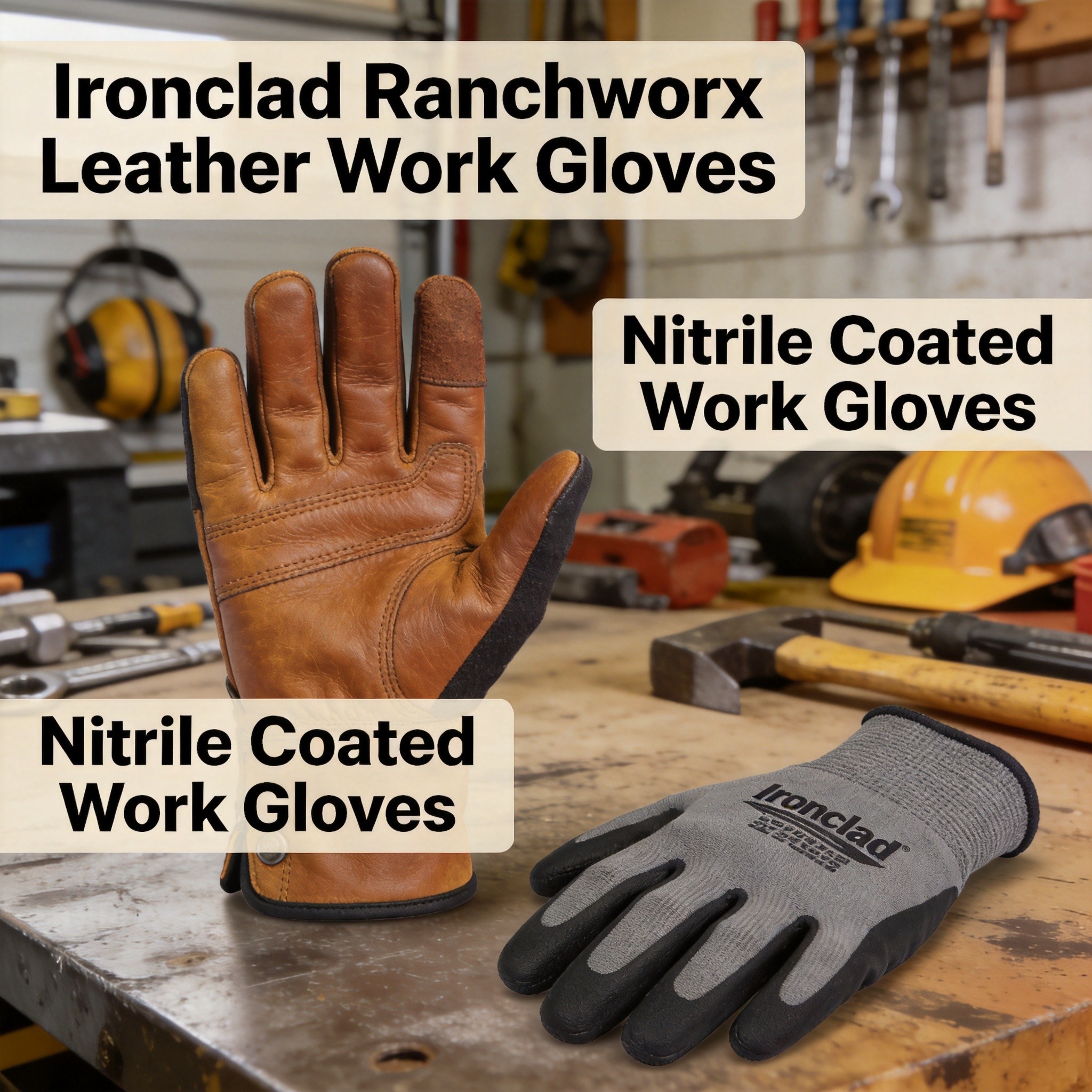 Mechanic wearing nitrile work gloves